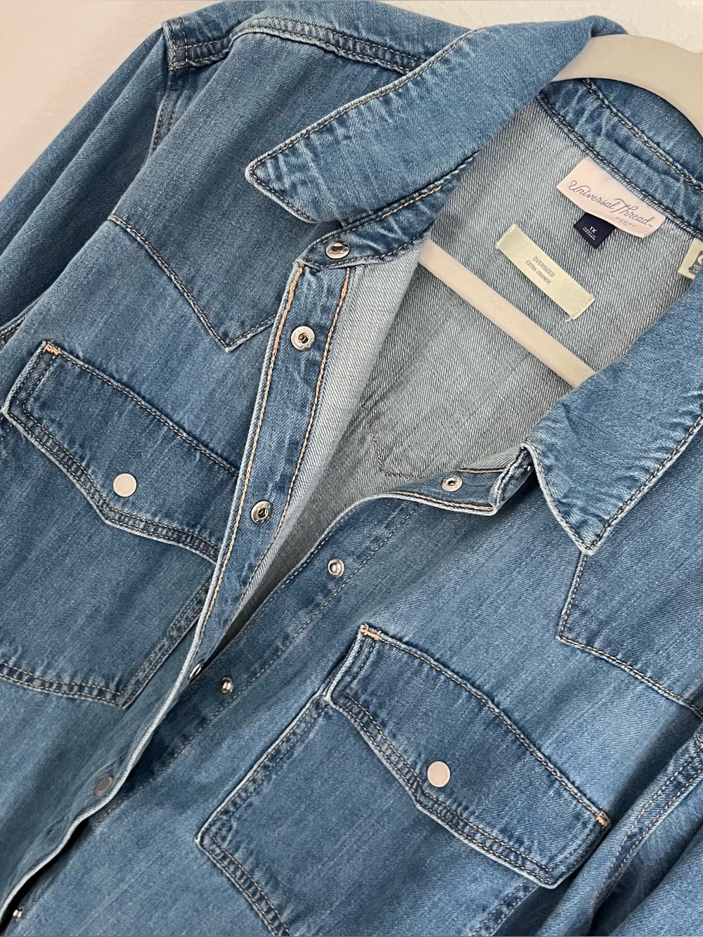 100% Cotton Denim Snap Front Western Shirt Oversized 1x Universal Thread